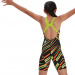 Costum de baie fete Speedo Fastskin Endurance+ Openback Kneeskin Girl Black/Atomic Lime/Salso