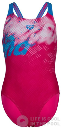 Arena Splash Point Swimsuit V Back Girls Fuschia