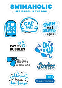 Swimaholic Swimming Stickers